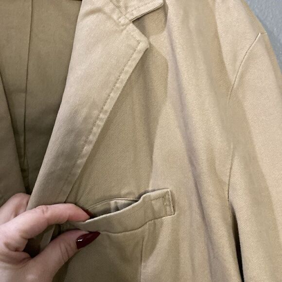 Vintage Y2K Old Navy Brushed Cotton Twill Tan Classic Soft Blazer Jacket - Picture 6 of 14